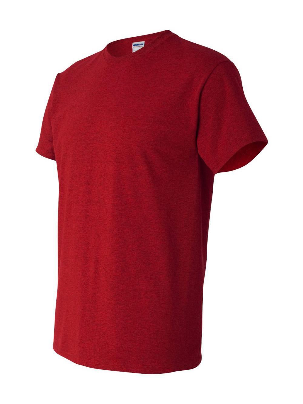 Gildan T-shirt Uomo Ultra Cotton, 100% Cotone, Taglia XX-Large, Colore Safety Green/Rosso, Collo A Doppio Ago Senza Cuciture, Prelavata
