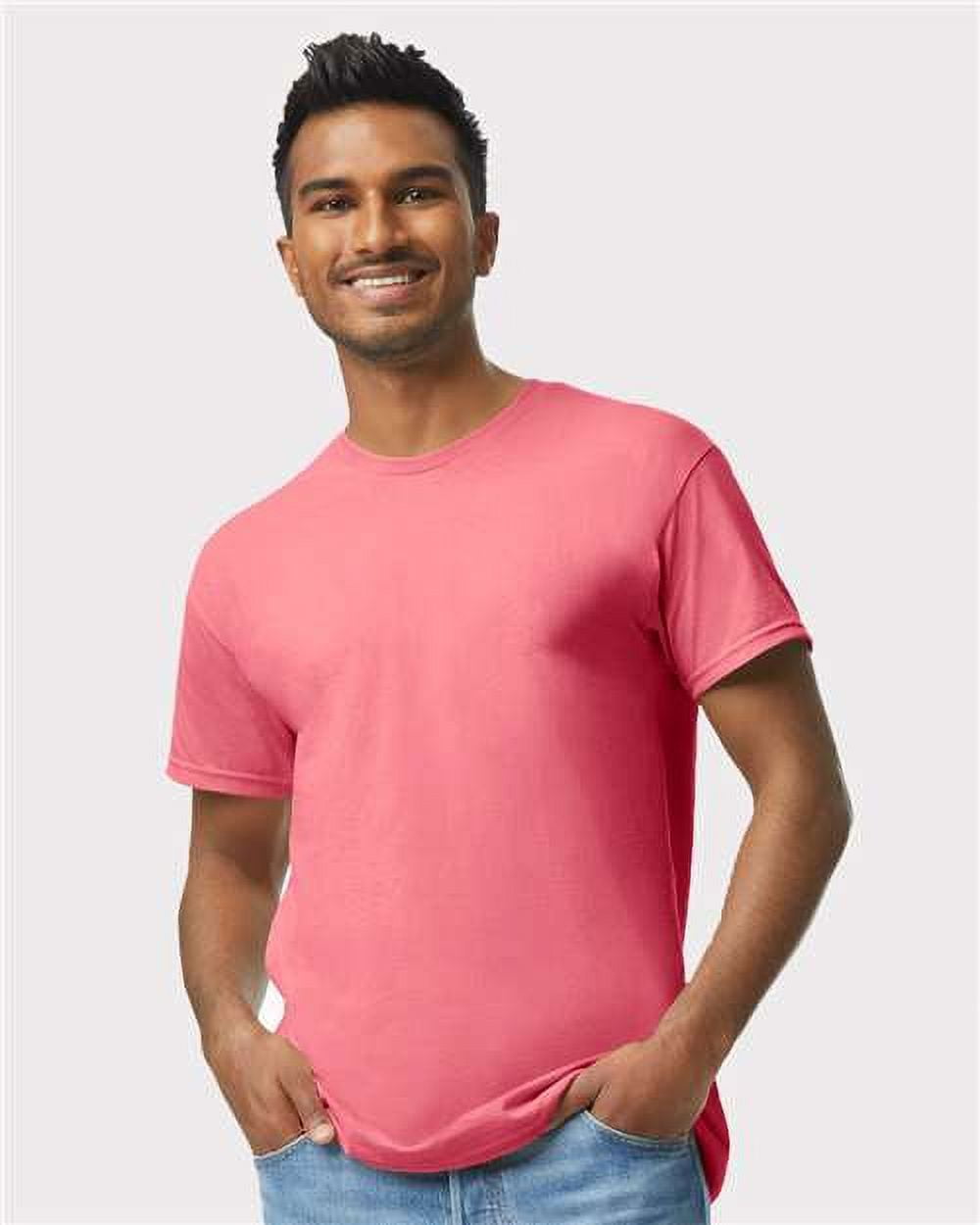Gildan Men's Heavy Cotton T-Shirt - 100% Cotton Jersey Tee, Taped Neck (Coral Silk, Medium)