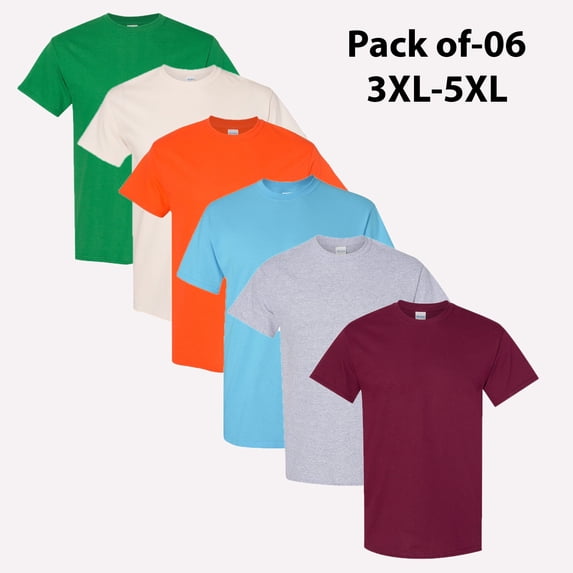 Gildan Heavy Cotton T-Shirt | Best Value Cotton Tee for Men | Available in Multiple Colors | 5XL Size | Pack of 6
