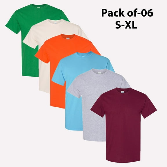 Gildan Heavy Cotton T-Shirt | Best Value Cotton Tee for Men | Available in Multiple Colors | S Size | Pack of 6