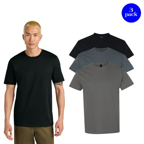 Gildan Heavy Cotton T-Shirt, Bulk Assorted Color Classic Tee, Men's Soft Crew Tee, 3 Pack, Size S