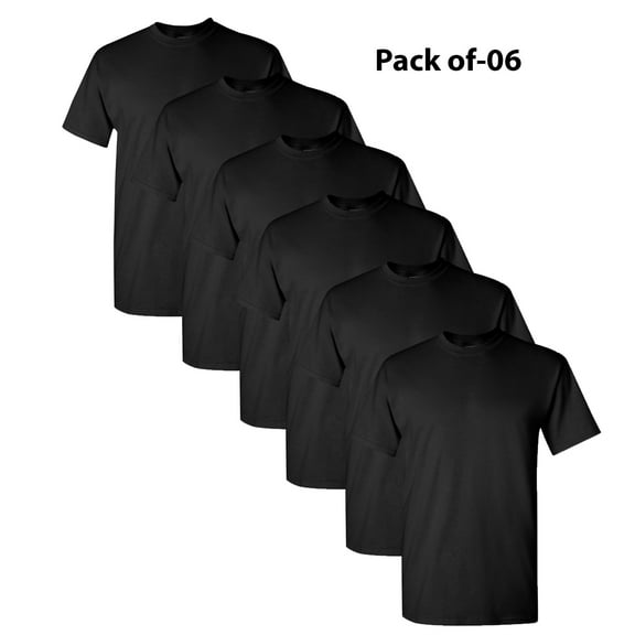 Gildan Heavy Cotton T-Shirt – Classic Fit Men's Tee | 100% Cotton | Black | Pack of 6 | S Size