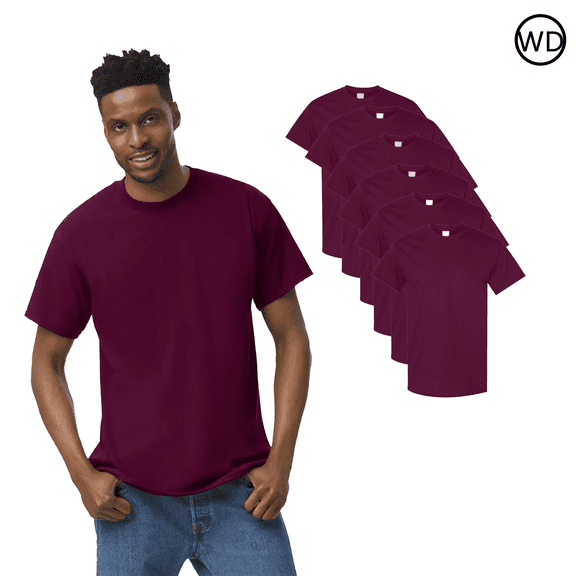 Gildan Heavy Cotton T-Shirt, Men's Classic Fit Crewneck, Soft & Durable, Adult Tee, 6 Pack, S