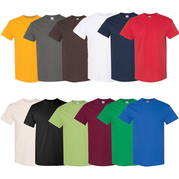 Gildan Heavy Cotton T-Shirt | Men's Short Sleeve, Crew Neck Tee | Multicolor Bulk 12 Pack, Size: M