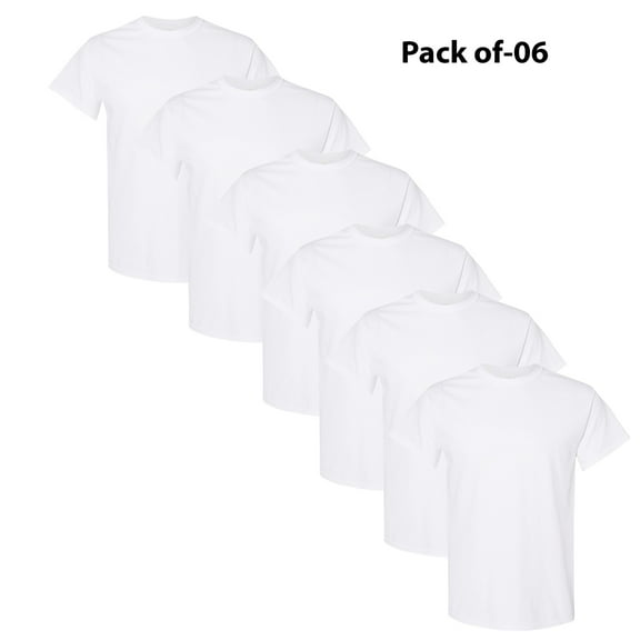Gildan Heavy Cotton T-Shirt – Men's Tees | 100% Cotton | White | Pack of 6 | XL Size