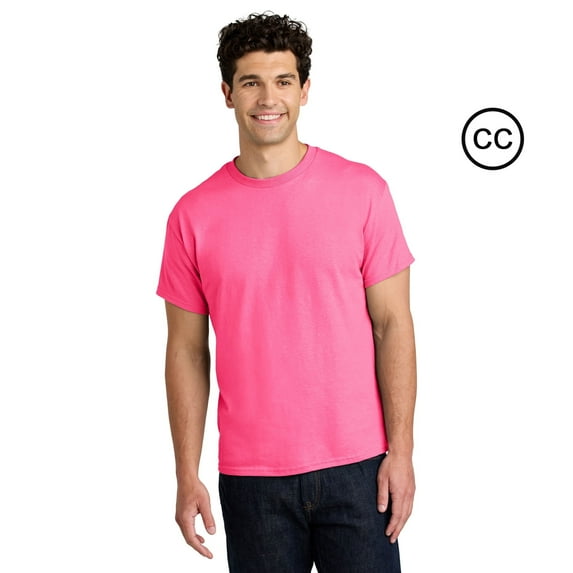 Crown Craze Heavy Cotton T-Shirt for Men | 100% Cotton Classic Fit Short Sleeve Safety Pink Tee, XL