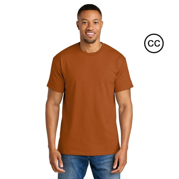 Crown Craze Heavy Cotton T-Shirt for Men | 100% Cotton Classic Fit Short Sleeve Texas Orange Tee, XL