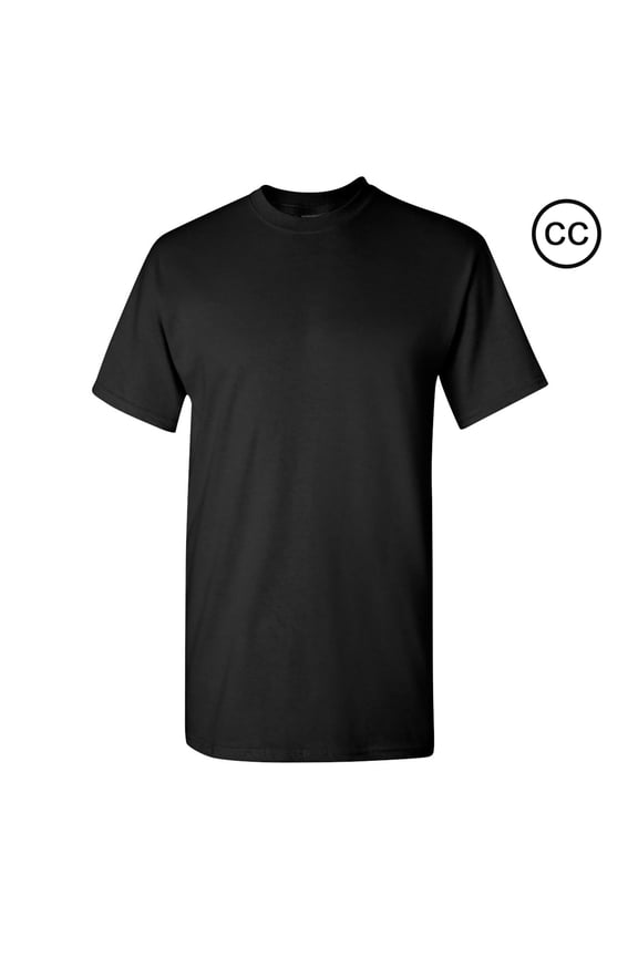 Heavy Cotton T-Shirt for Men | 100% Cotton Classic Fit Short Sleeve Black Tee, XL