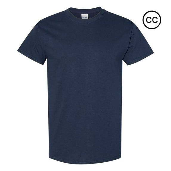 Crown Craze Heavy Cotton T-Shirt for Men | 100% Cotton Classic Fit Short Sleeve Navy Tee, M