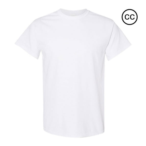 Crown Craze Heavy Cotton T-Shirt for Men | 100% Cotton Classic Fit Short Sleeve White Tee, XL