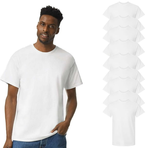 Gildan Heavy Cotton T-Shirt for Men, Men's Bulk Tee, Short Sleeve T-Shirt, White, Style 5000, XL