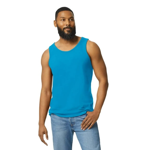 Gildan Heavy Cotton Tank Top for Men, Classic Fit Bound Neck Sleeveless Tank for Comfort, Sapphire, S