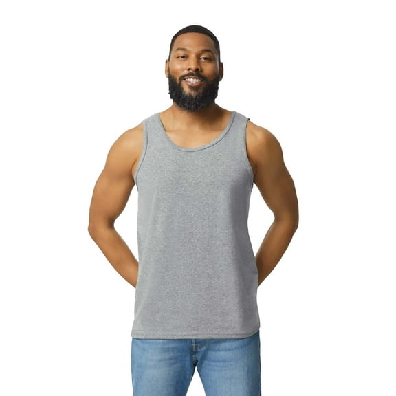 Gildan Heavy Cotton Tank Top for Men, Classic Fit Bound Neck Sleeveless Tank for Comfort, Sport Grey, XL