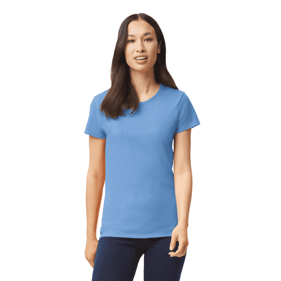 Gildan Heavy Cotton Taped Neck T-Shirt for Women, 100% Cotton Short Sleeve Carolina Blue Tee, M