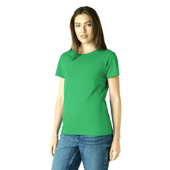 Gildan Heavy Cotton Taped Neck T-Shirt for Women, 100% Cotton Short Sleeve Irish Green Tee, S