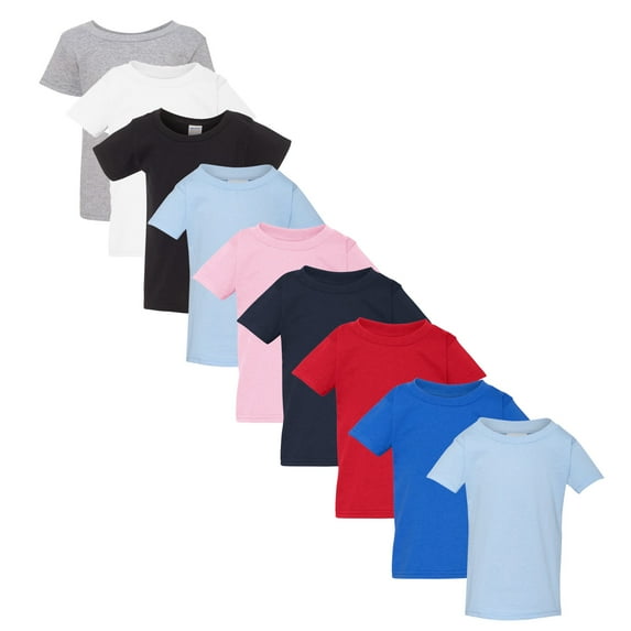 Gildan - Heavy Cotton Toddler T-Shirts, Assorted and Mixed Color tees,100% Cotton-Pack of 9 | 5.3 oz, Size: 4T