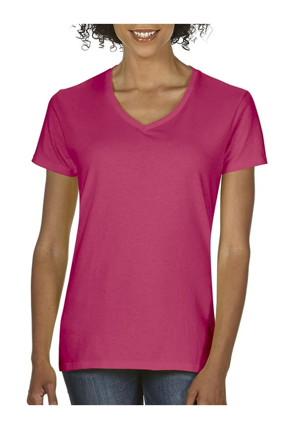 Heavy Cotton Women's Athleisure Classic Short Sleeve V-Neck T-Shirt