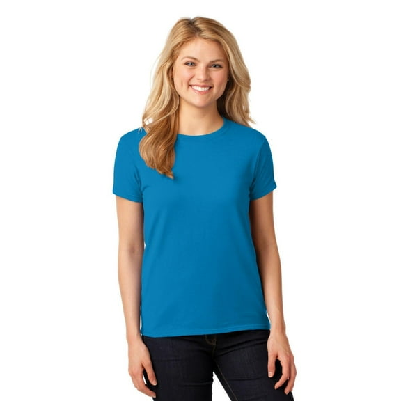 Gildan Heavy Cotton Women’s Crew Neck T-Shirt, Semi Fitted, Short Sleeve Feminine Tee, Sapphire, L