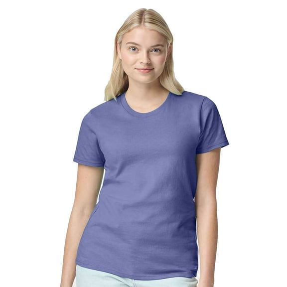 Gildan Heavy Cotton Women’s Crew Neck T-Shirt, Semi Fitted, Short Sleeve Feminine Tee, Violet, L