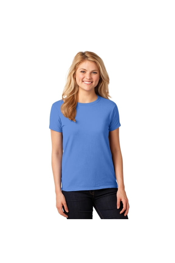 Heavy Cotton Women’s Crew T-Shirt, Semi Fitted, Short Sleeve Feminine Tee, Carolina Blue, 3XL