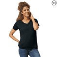 thumbnail image 1 of Gildan Heavy Cotton Women’s V-Neck T-Shirt, 100% Cotton, Soft & Durable, Semi-Fitted, Black, S, 1 of 5