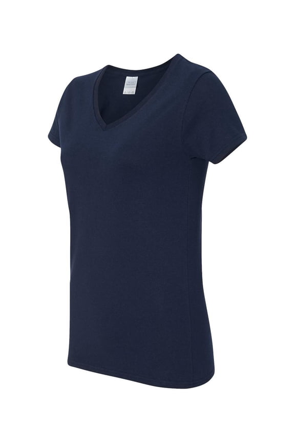 - Heavy Cotton Women’s V-Neck T-Shirt - 5V00L - Navy - Size: L