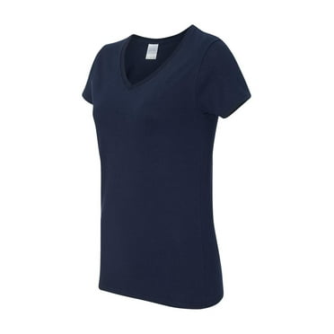 Gildan - Heavy Cotton Women’s V-Neck T-Shirt - 5V00L - Navy - Size: M