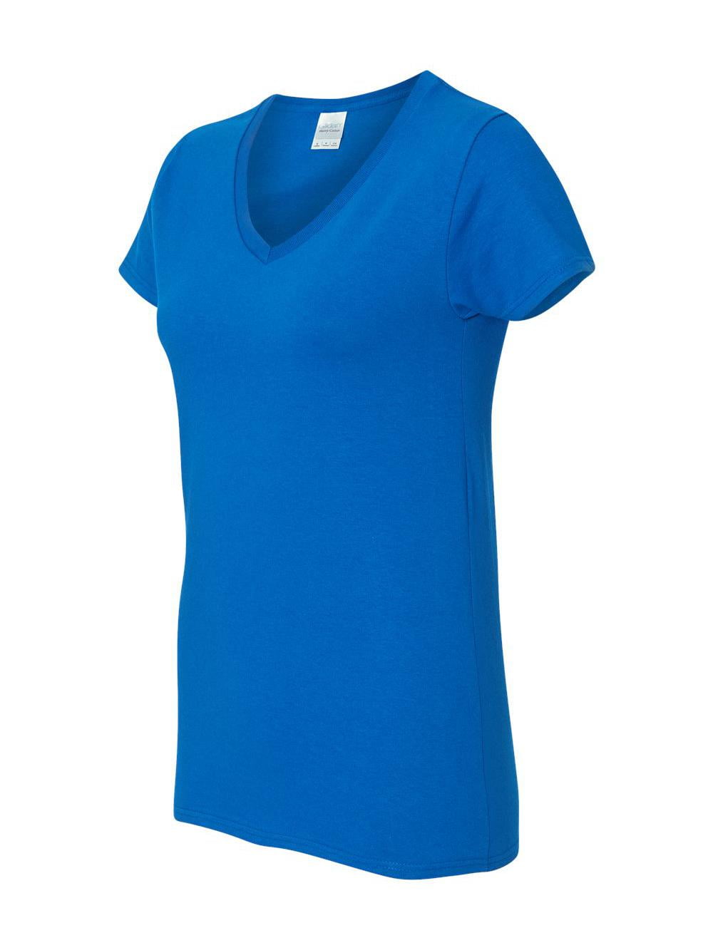 - Heavy Cotton Womenâ€™s V-Neck T-Shirt - 5V00L - Royal - Size: 2XL
