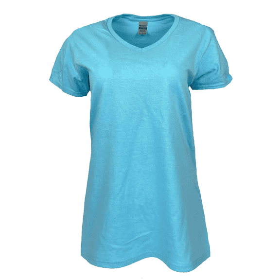Gildan - Heavy Cotton Women's V-Neck T-Shirt - 5V00L - Sky- Size: Large