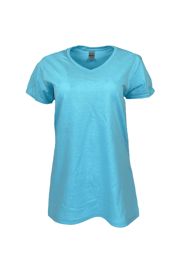 - Heavy Cotton Women's V-Neck T-Shirt - 5V00L - Sky- Size: Large