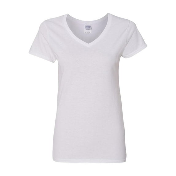 Gildan - Heavy Cotton Women’s V-Neck T-Shirt - 5V00L - White - Size: 2XL