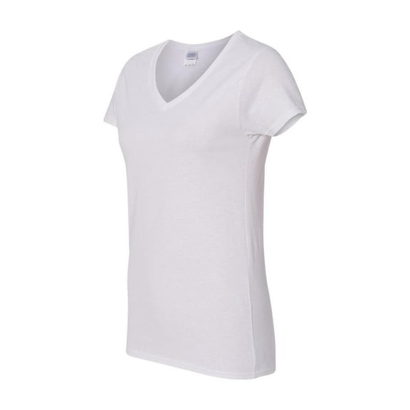 Gildan - Heavy Cotton Women’s V-Neck T-Shirt - 5V00L - White - Size: S