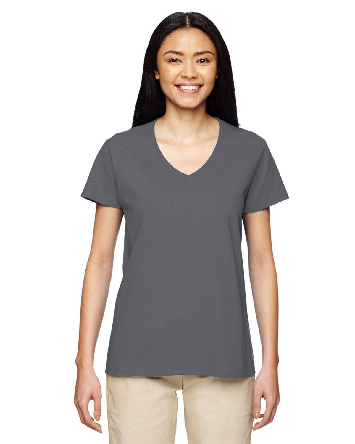 Gildan Heavy Cotton Womenâ€™s V-Neck T-Shirt, 5.3 oz, 100% Cotton ...