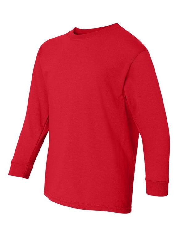 Gildan - Heavy Cotton Youth Long Sleeve T-Shirt - 5400B - Red - Size: XS