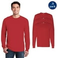 thumbnail image 1 of Gildan Heavy Long Sleeve T-Shirt for Men, Rib Cuffs Soft Cotton Red Tee, 3 Pack, S, 1 of 5