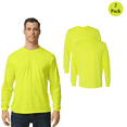 thumbnail image 1 of Gildan Hi Vis Heavy Cotton Long Sleeve T-Shirt, High Visibility Work Safety Green Tee, 2 Pack, S, 1 of 5