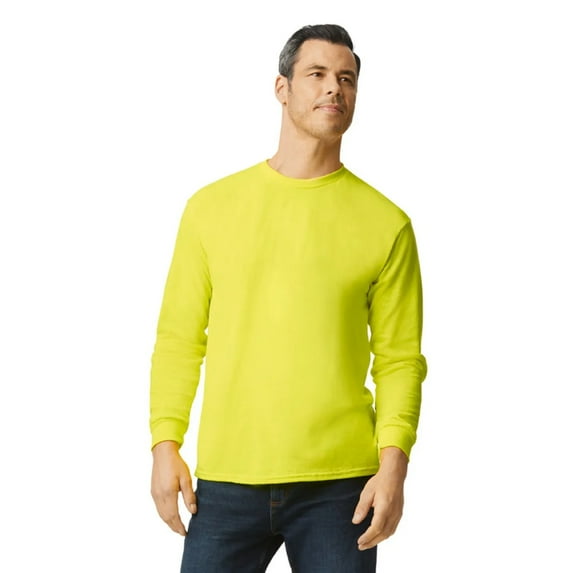 Gildan Hi-Vis Long Sleeve T-Shirt, Workwear Tee 5.3 oz, Safety Green Shirts Size-S