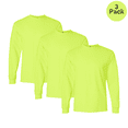 thumbnail image 1 of Gildan Hi-Vis Men's Ultra Cotton T-Shirt, Long Sleeve Crew Neck Workwear, Safety Green, 3-Pack, 5XL, 1 of 7