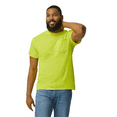 thumbnail image 1 of Gildan Hi-Vis Pocket T-Shirt for Men, Workwear Safety Shirt, 50/50 Cotton/polyester, Safety Green, S, 1 of 5
