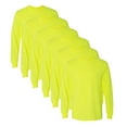 thumbnail image 1 of Crown Craze® High Visibility Safety Long Sleeve T-Shirt For Men, 50/50 Cotton/Polyester Hi Vis Fire Dept Work Tees (Safety Green 6 Pack, Size - 2XL), 1 of 7