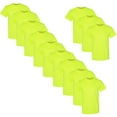thumbnail image 1 of CROWN CRAZE Hi Vis Safety Short Sleeve Shirts | 50 Cotton/50 Polyester Safety T-Shirts 5.3oz | Pack of 12, High Visibility Work Shirts for Men | Safety Green, Size 5XL, 1 of 6