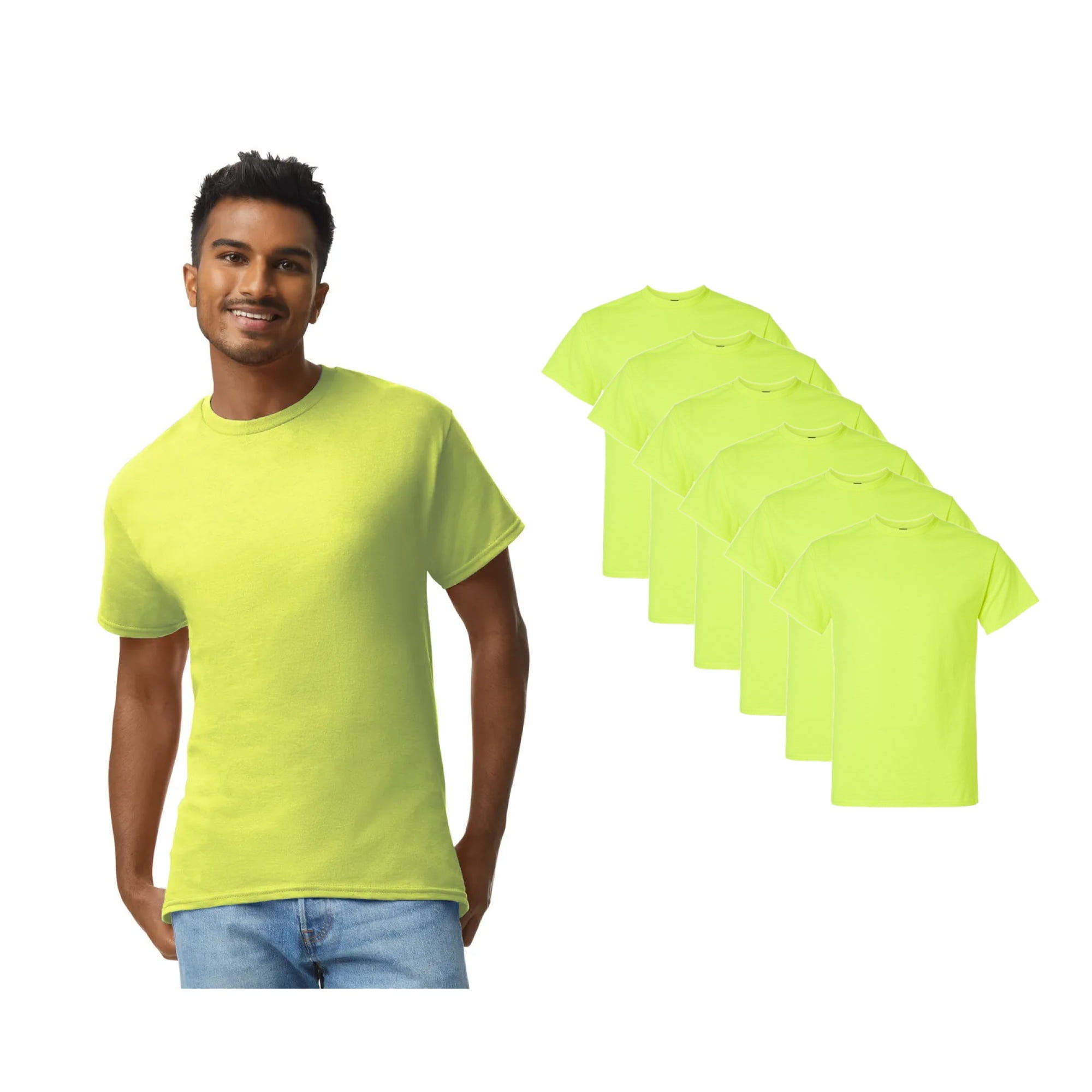 T-shirt De Sécurité Homme Gildan Haute Visibilité Vert/orange/jaune - 100% Coton, Tailles S à 5XL