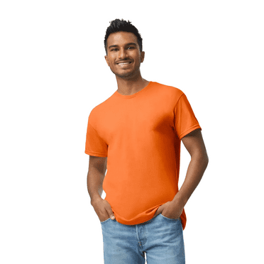 Gildan Hi-Vis Safety Tee | High Visibility Short Sleeve Workwear, Construction, Safety Orange T-Shirt, 50/50 Cotton/Polyester, Size- S