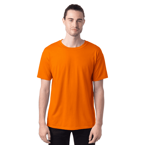 Gildan Hi-Vis Short Sleeve Safety Shirt | High Visibility Durable Construction Workwear, Safety Orange T-Shirt, 50/50 Cotton/Polyester, Size- S