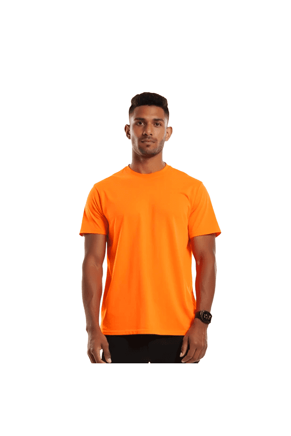 Hi Vis Work Short Sleeve T-Shirt 5.3oz High Visibility Safety Shirt for Men Safety Orange Tee 2XL
