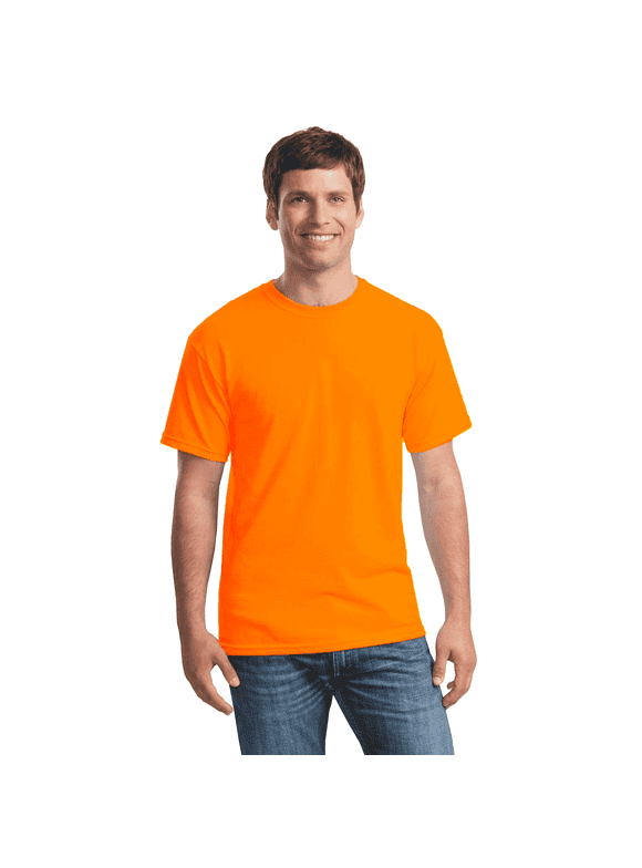 Men’s Safety Short Sleeve T-Shirt, Ultra Cotton, Hi Visibility Workwear, Safety Orange, S