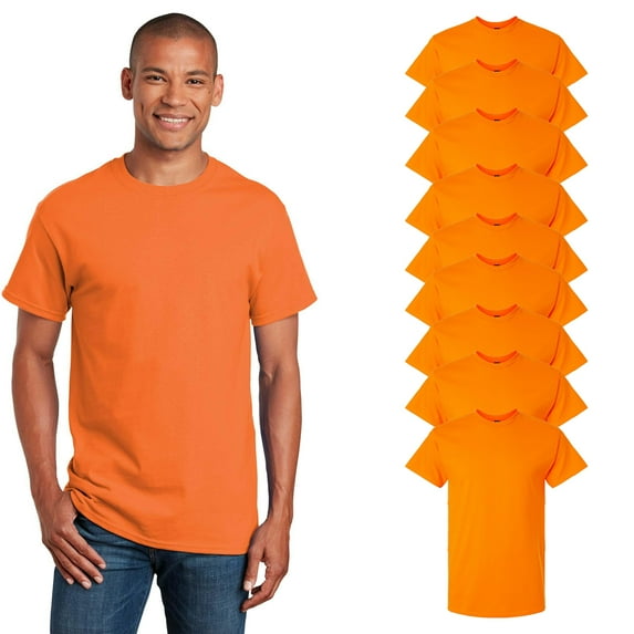 Gildan Hi Vis Work T-Shirt, Sizes S-5XL, 9 Pack, Men's High Visibility Short Sleeve Safety Orange Tee