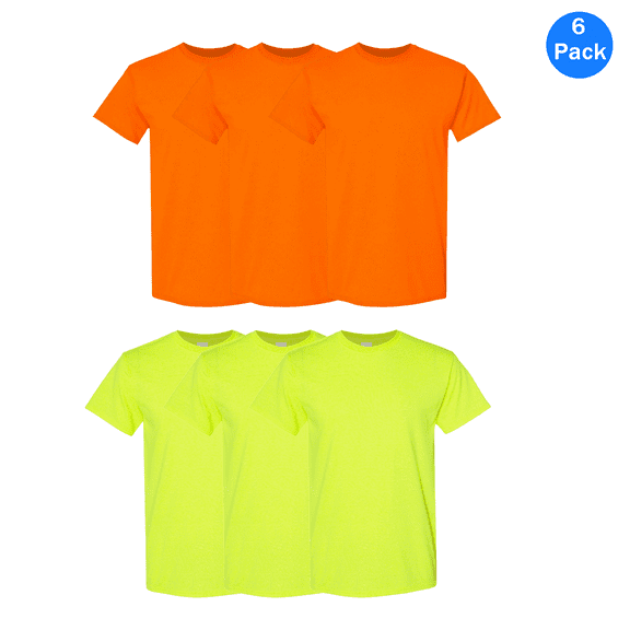 Gildan Hi Visibility T-shirt, Men's Safety workwear, 50/50 cotton/polyester, Green and Orange, M