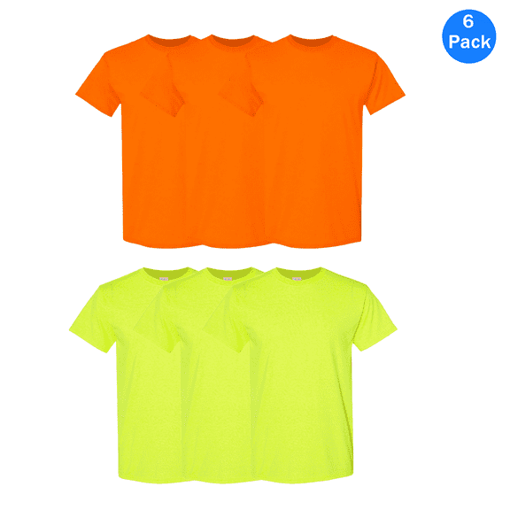 Gildan Hi Visibility T-shirt, Men's Safety workwear, 50/50 cotton/polyester, Green and Orange, S