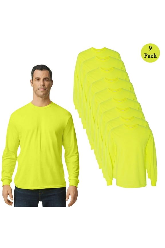 Hi Visibility Workwear for Men, Construction Work Shirt, Safety Green, Pack 6, S